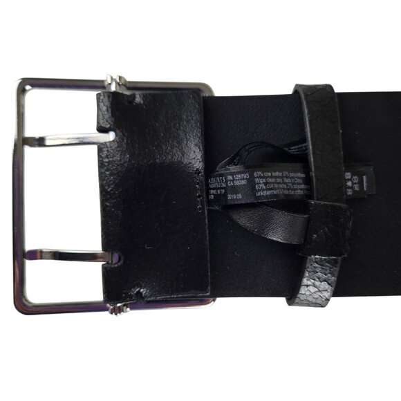 Allsaints Wide Leather Blend Belt M Silver Hardware Fits Waist 28-33 main image 4